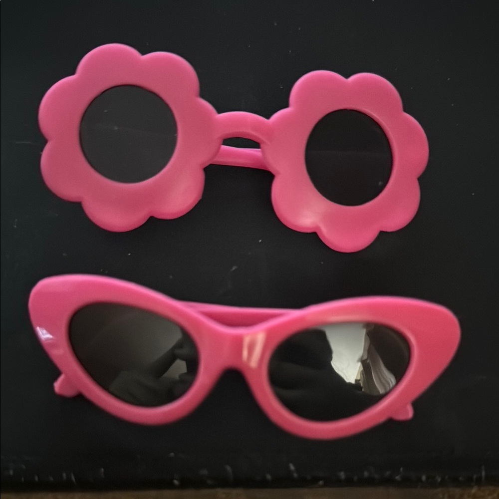 Pink Flower and Cat Eye Sunglasses Set